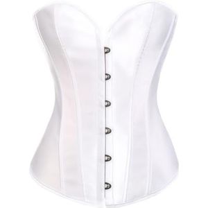 MISS MOLY Satijnen damescorset, burlesque, modelerende overbust, bustino top, wit, S