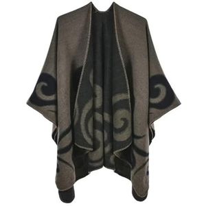 UBOHUZ Winter Mode Poncho Vrouwen Capes Sjaal Dames Sjaals Warme Sjaals Wraps Vrouw Poncho's Voor Lente Herfst Winter, Wolk-kaki, One size