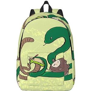 Casual lichtgewicht rugzak - stijlvolle en duurzame canvas tas voor school, buiten en dagelijks gebruik zonnebloempitten regenworm slang prints, Zwart, S