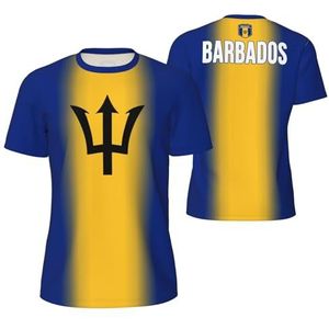 Sport Mesh T-Shirt Barbados Vlag voor Running Bike Voetbal Tennis Voetbal Fitness Tees 3D Gedrukt, Meerkleurig, S