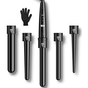 Krultang 5-in-1 LCD keramische coating multifunctioneel verwisselbare golven met handschoenen krulspelden kit ET-W301