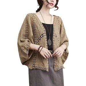 Vesten Dames,Bolero-Vest Voor Dames, Gebloemd, Kant, Katoen, Effen, Hol, Vleermuismouwen, Schouderophalend Jack, Open Voorkant, Zomer, Casual, Losvallend, Vest, Elegant, Lichtgewicht, Jurken, Bedekk