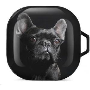 Portret van zwarte Franse Bulldog oordopjes hoesje compatibel met Samsung Hard Shell beschermhoes zwart-stijl