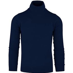 Cashmere Zone - Heren Coltrui 100% Pure Kasjmier | Warme, Zachte & Luxe Trui Lange Mouw (Blauw, M)