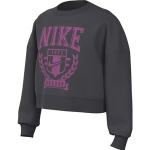 Nike Girl's Top G Nsw Trend Flc Crew Prnt, antraciet, FZ4722-060, L