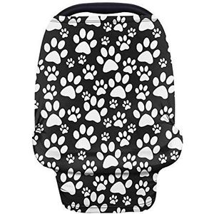 Wanyint Puppy Pet Paw Zwart Wit Baby Auto Stoelhoezen, Stretchy Nursing Cover, Carseat Luifel voor baby's, Multi- gebruik Borstvoeding covers, Nursing Sjaal voor Nieuwe Moeders