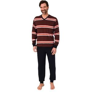 Normann Lange herenpyjama met manchetten in strepenlook, ook in grote maten, rood 1, 52