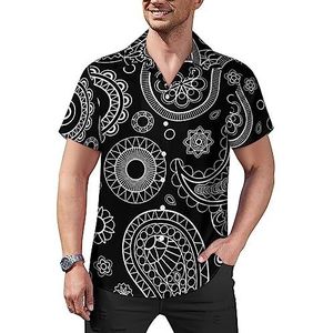 Paisley patroon heren casual button-down shirts korte mouw Cubaanse kraag T-shirts tops Hawaiiaans T-shirt XL