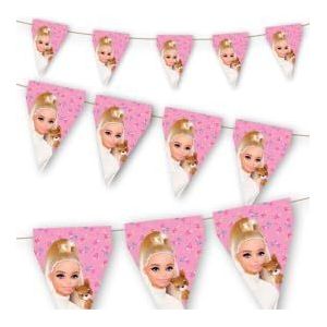 BeenSmile, BANDERIN Barbie vlaggetjesslinger voor kinderen, decoratie voor kinderverjaardag, feestartikelen, feest en jubileum, 1 stuk, 3 m