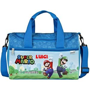 Sporttas voor jongens met naam gepersonaliseerd | motief Super Mario met Luigi in blauw | kleine reistas sporttas kinderen, Blauw - Super Mario, Sporttas