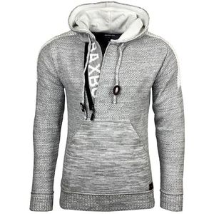 Subliminal Mode Gebreide herentrui, geribbeld, met capuchon, grof gebreid, trui met ritssluiting BX290, Lichtgrijs, M