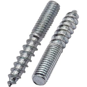 SKIR'CO (100 stuks) Stokschroeven M6 x 40 mm, plugschroeven met dubbele draad, dubbele kopbouten