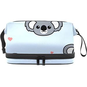 Grote capaciteit reizen cosmetische tas,Leuke Koala gezicht patroon,Make-up tas,Waterdichte make-up tas organisator, Meerkleurig, 27x15x14 cm/10.6x5.9x5.5 in