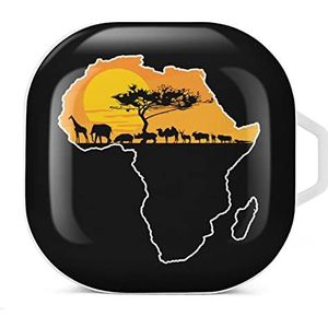 Afrikaanse dieren over kaart van Afrika oordopjes hoesje compatibel met Samsung hard shell beschermhoes wit stijl