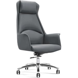 Bureaustoel, hoge leren gamingstoelen met wielen, in hoogte verstelbaar, verstelbare draaibare rolstoel met wielen, for thuiskantoor en studeerkamer(Gray)