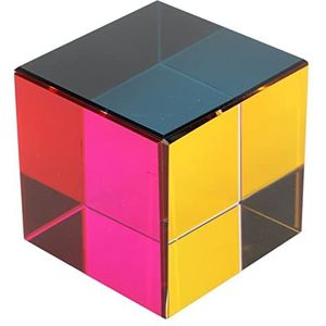 Mixing Color Cube, 6 Zijden Optische Kubus, Kristalglas Prisma, RGB Dispersie Prisma Decoratie voor Tafelblad Ornamenten Educatief Natuurkunde Speelgoed, Cadeau voor Kinderen (50mm)