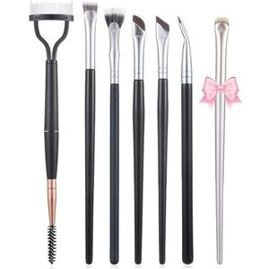 7 stuks waaiervormige wimperborstel wenkbrauwkam gereedschap set, mascara separator applicator schuine eyeliner borstel vouwen dubbele kop wenkbrauw voor vrouwen make-up gebruik