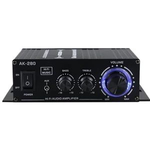Versterker, AK380 Bluetooth-Compatibele Versterker 2 Kanaals Subwoofer Versterker HIFI Bass 40 W + 40 W Muziekspeler USB AUX for Thuis Auto(AK-280)