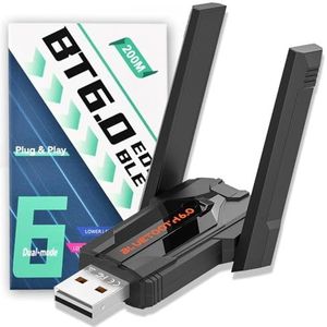 Bluetooth adapter 6.0 voor pc, 150 m lange afstand Bluetooth Stick USB Dongle 6.0 EDR adapter voor desktop laptop PC plug & play compatibel met Windows 11/10/8.1