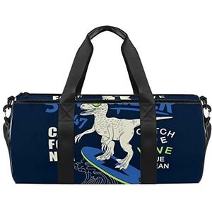 Tropische zomer Toucan Reizen Duffle Bag Sport Bagage met Rugzak Tote Gym Tas voor Mannen en Vrouwen, Blauwe dinosaurus, 45 x 23 x 23 cm / 17.7 x 9 x 9 inch