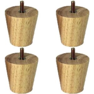 Meubels en benen Set van 4 houten tafelpoten massief hout conisch vervangende meubelpoten for slaapbank kast houtkleur rubber houten meubelpoten M10 draadvervanging