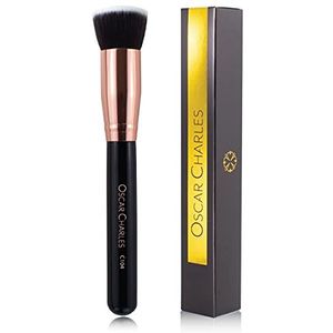 Oscar Charles 104 Luxe Professional Flat Top Foundation Buff Make-up Borstel voor Vloeibare Foundation Make up - Rose Goud