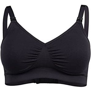 Medela Women's Comfy Bra - Seamless, Wireless Nursing Bra for Pregnancy and Breastfeeding With A Stretchy Band and Breathable Fabric for All-Day Comfort, Black, L