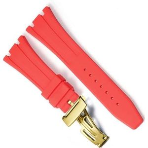 yeziu Rubberen Horlogeband Voor AP Royal Oak Offshore 15400/15202/15703 Mannen Horlogeband Accessoires(Color:Red Gold,Size:28mm)