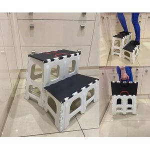 Twee Stap Opvouwbare Stap Kruk Antislip Voeten Vouwen Away Opvouwbare Stap Kruk Ladder Ondersteunt 350 Lbs Stevige Zwart Wit