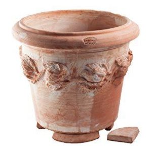 Teramico bloempot, plantenbak, plantenpot, Italiaanse terracotta, inclusief poten, Conca Limoni, absoluut vorstbestendig (25 cm)