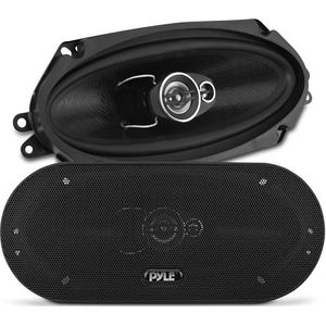 2 speakers PYLE PL410BK 3 weg coaxiale 4 x 10"" 10 x 25 cm 100 x 250 mm 150 watt rms 300 watt max 4 ohm 91 db zwart voor auto, per paar