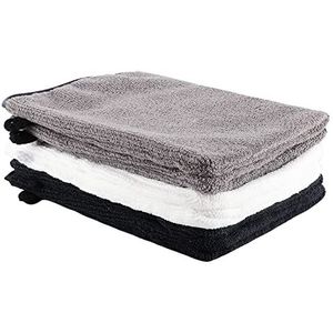 6 Stuks 6 ""x 8.3"" Microfiber Exfoliërende Handschoenen Flanel Peering Body Body Scrub Handschoenen Spa Bad Make-up Remover Handschoenen (Wit Zwart Grijs)