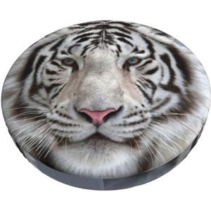 GRatka Hoes voor ronde kruk, barstoelhoes, hotel, antislip zitkussen, 33 cm, witte tijger