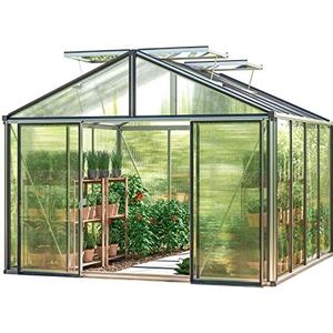 GFP Tuinkas Asteria 22 Premium 311x311 cm met geïntegreerd fundament, 12 mm kanaalplaten, kleur natuurlijk aluminium - Made in Austria