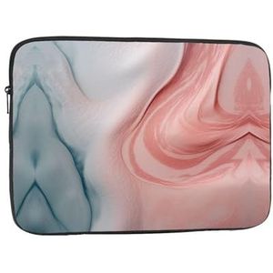Laptophoes voor dames, wit en roze textiel met waterprint, slanke laptophoes, notebookhoes, schokbestendig, beschermend notebookhoesje 25,5 cm