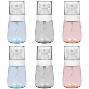 Lahviuu Spuitfles, 6 stuks 30 ml fijne nevel lege reisflessenset draagbare navulbare vloeibare containers, verstuiver voor cosmetica, make-up, haar, parfum (roze, helder, blauw)