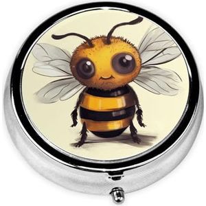 Pillendoos 3 compartimenten ronde pillenorganisator schattige bijen pillenetui voor portemonnee draagbare reizen pillendoos metalen kleine pillencontainer voor dagelijkse geneeskunde supplement