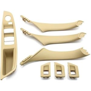 auto interieur rechtsvoor deurgreep Voor BMW 5 Serie F10 F18 523 525 528 9 Kleuren Linksgestuurd LHD Beige Zwart Koolstofvezel Auto Interieur Deurgreep Trekker 7-delige Set(Model B Beige)