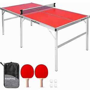 EasyPong® | Pingpongtafel rood | 182 x 91 cm | premium kwaliteit | gemakkelijk te vervoeren | stabiel | ideaal voor buiten en binnen | 2 rackets + 4 ballen | tennistafel | 100% plezier | OriginalCup®