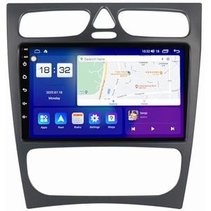 Android 14 autonavigatie in-dash autoradio-ontvanger voor Mercedes Benz W209 CLK200 dubbel Din 9 inch touchscreen autoradio met Bluetooth handsfree RDS SWC(T1 8Core 8+128G)