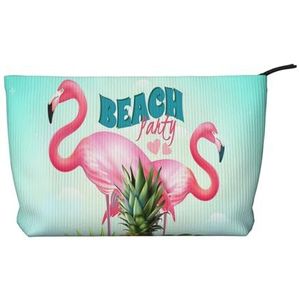 GSGCSBYMLG Tropische Flamingo Gedrukt Corduroy Make-up Tas Reizen Toilettas Reizen Organizer Tas, Zwart, Eén maat