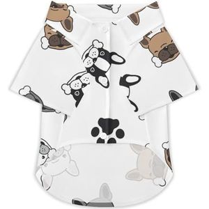 Franse Bulldog mopshond poten grappig hondenshirt button down Hawaii shirt grappige doek huisdier ademende T-shirts cadeau voor kleine honden en katten