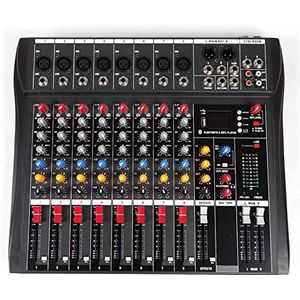 8-kanaals Live Studio Audio Mixer Mixing Console USB Professioneel, professionele audiomixer Soundboard Console Desktop, bekabeld/draadloos/condensatormicrofoon aansluiten