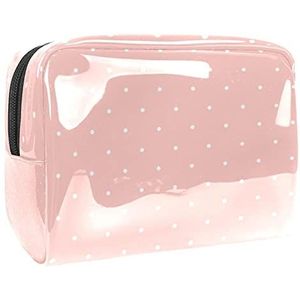 Make-up Bag PVC Toilettas met rits waterdichte cosmetische tas met roze stippen voor vrouwen en meisjes