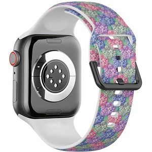 Zachte sportband compatibel met Apple Watch 38/40/41 mm (bloeiwijze hortensia willekeurig gerangschikt se) siliconen armband accessoire voor iWatch