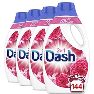Dash 2-in-1 vloeibaar wasmiddel, 144 wasbeurten (1,8 x 4), bliksemslag, buitengewone frisheid, dieptereiniging, geproduceerd in Frankrijk