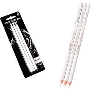 Taloit Witte houtskool schets potloden, schets tekening potlood set, 3 stuks witte markeerstift schetsen potloden voor schets Carbon pennen schets gereedschap kunst gereedschap