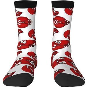 Rode kreeft print volwassen grappige 3d sokken crew sokken nieuwigheid sokken gag geschenken, zachte gezellige sokken., 2 Zwart-1, Eén Maat