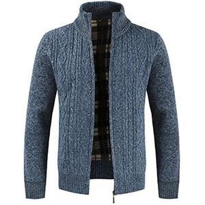 PPPPA herenvest Dikke trui met volledige ritssluiting opstaande kraag warme fleece gevoerde winterjas herenvest fijn gebreid vest met opstaande kraag En