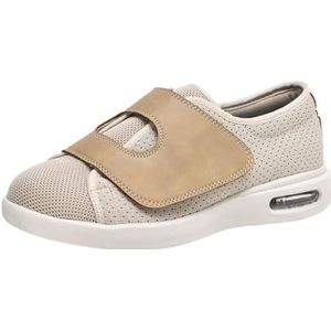 Diabetische Schoenen, Extra Breed Op Luchtkussens Artritis Orthopedische Oedeem Gezwollen Ouderen Schoenen Open Pasteuriseren Casual Schoenen(Beige,44 EU)